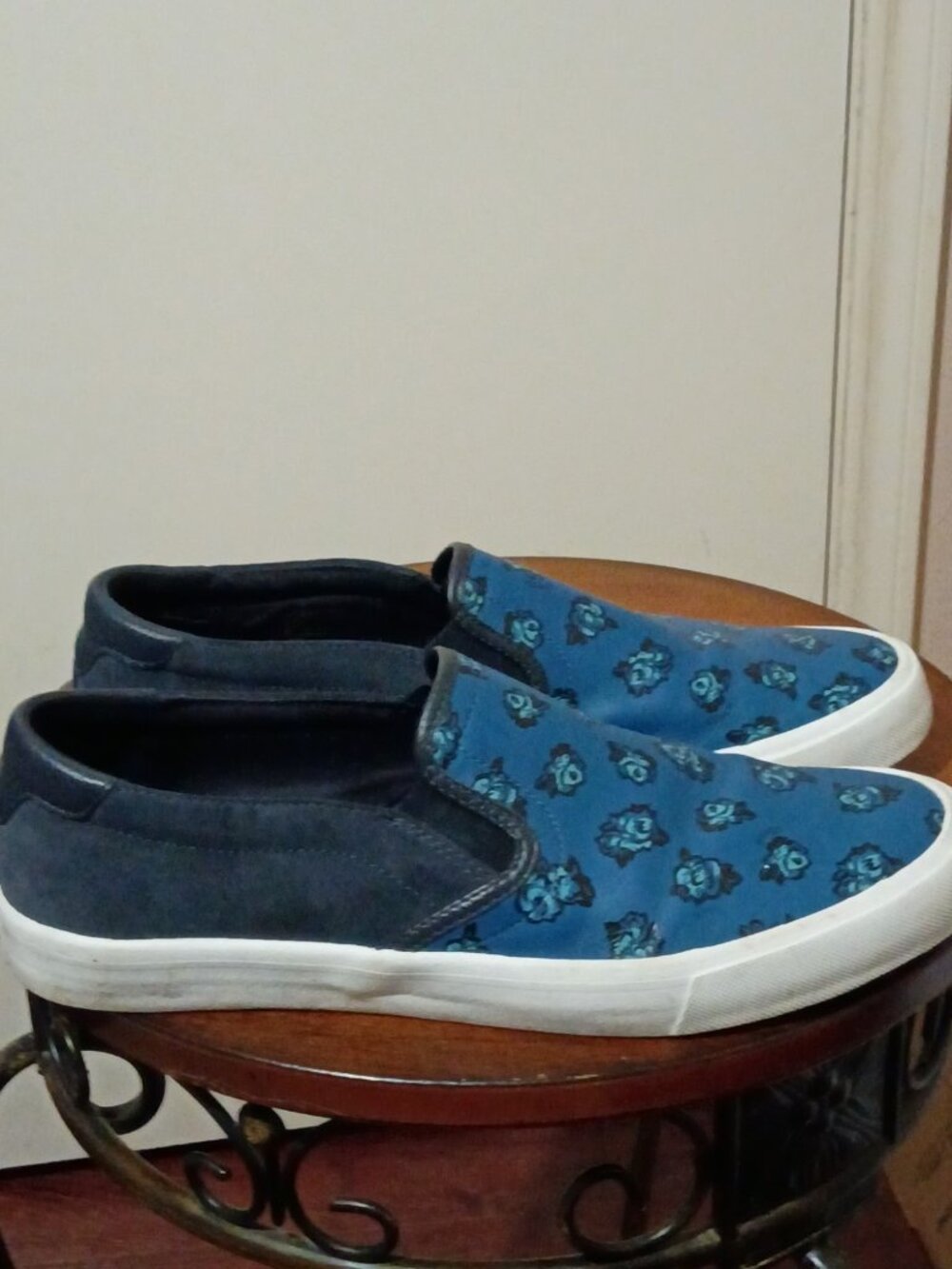 Coach Slip On Blue Black Monogram Sateen Black Low Sneakers Men's Size 11D